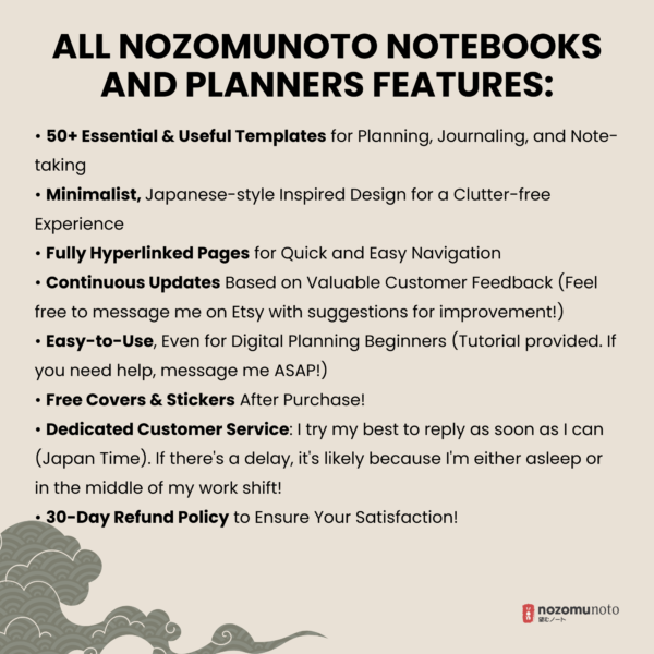 Dated Academic 2025 2026 Digital Planner Yume Techo NozomuNoto Notebook Daily Weekly Monthly Calendar Japanese Multipurpose Minimalist ADHD Bullet Journal Hyperlinked PDF Goodnotes Notability Landscape Android iPad Student Noteshelf Samsung Hobonichi Noteful Penly Kilonotes Collanote Zoomnotes
