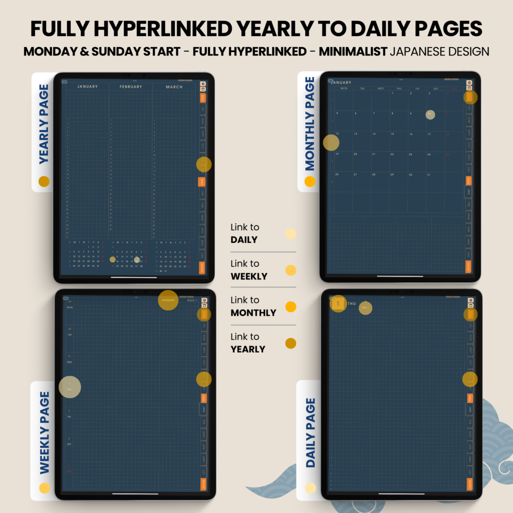 Dated Academic 2025 2026 Digital Planner Yume Techo NozomuNoto Notebook Daily Weekly Monthly Calendar Japanese Multipurpose Minimalist ADHD Bullet Journal Hyperlinked PDF Goodnotes Notability Portrait Android iPad Student Noteshelf Samsung Notes Hobonichi Noteful Penly Kilonotes Collanote Zoomnotes Samsung Notes Xodo