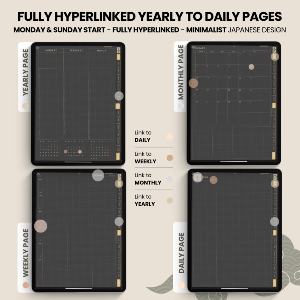 Dated Academic 2025 2026 Digital Planner Yume Techo NozomuNoto Notebook Daily Weekly Monthly Calendar Japanese Multipurpose Minimalist ADHD Bullet Journal Hyperlinked PDF Goodnotes Notability Portrait Android iPad Student Noteshelf Samsung Notes Hobonichi Noteful Penly Kilonotes Collanote Zoomnotes Samsung Notes Xodo