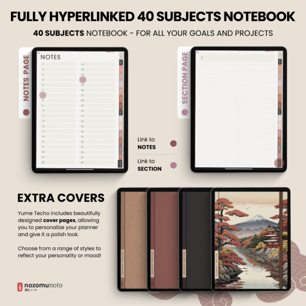 Dated Academic 2025 2026 Digital Planner Yume Techo NozomuNoto Notebook Daily Weekly Monthly Calendar Japanese Multipurpose Minimalist ADHD Bullet Journal Hyperlinked PDF Goodnotes Notability Portrait Android iPad Student Noteshelf Samsung Notes Hobonichi Noteful Penly Kilonotes Collanote Zoomnotes Samsung Notes Xodo