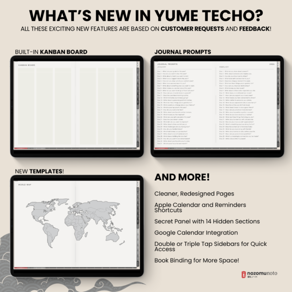 Dated Academic 2025 2026 Digital Planner Yume Techo NozomuNoto Notebook Daily Weekly Monthly Calendar Japanese Multipurpose Minimalist ADHD Bullet Journal Hyperlinked PDF Goodnotes Notability Landscape Android iPad Student Noteshelf Samsung Hobonichi Noteful Penly Kilonotes Collanote Zoomnotes