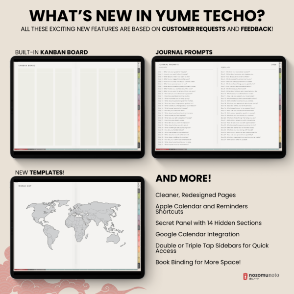 Dated Academic 2025 2026 Digital Planner Yume Techo NozomuNoto Notebook Daily Weekly Monthly Calendar Japanese Multipurpose Minimalist ADHD Bullet Journal Hyperlinked PDF Goodnotes Notability Landscape Android iPad Student Noteshelf Samsung Hobonichi Noteful Penly Kilonotes Collanote Zoomnotes