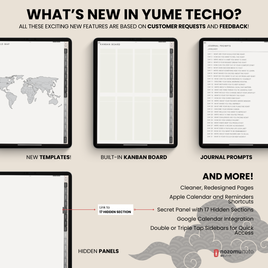 Dated Academic 2025 2026 Digital Planner Yume Techo NozomuNoto Notebook Daily Weekly Monthly Calendar Japanese Multipurpose Minimalist ADHD Bullet Journal Hyperlinked PDF Goodnotes Notability Portrait Android iPad Student Noteshelf Samsung Notes Hobonichi Noteful Penly Kilonotes Collanote Zoomnotes Samsung Notes Xodo