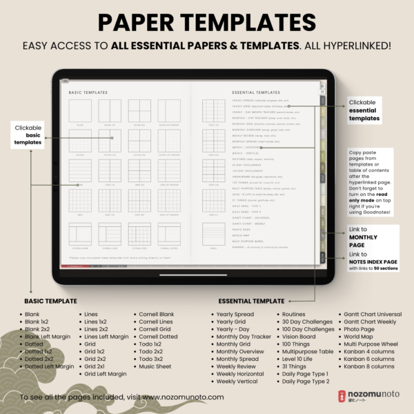 Dated Academic 2025 2026 Digital Planner Yume Techo NozomuNoto Notebook Daily Weekly Monthly Calendar Japanese Multipurpose Minimalist ADHD Bullet Journal Hyperlinked PDF Goodnotes Notability Landscape Android iPad Student Noteshelf Samsung Hobonichi Noteful Penly Kilonotes Collanote Zoomnotes