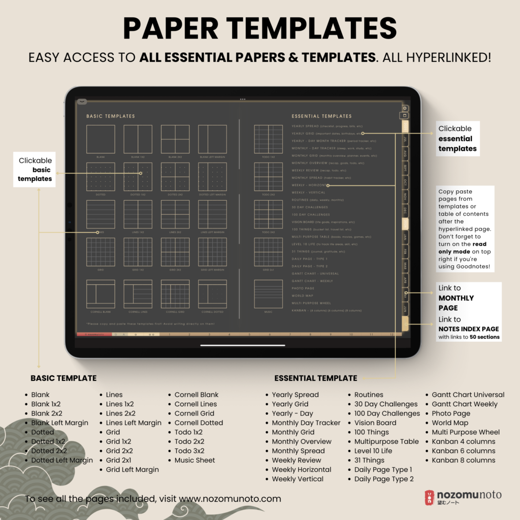Dated Academic 2025 2026 Digital Planner Yume Techo NozomuNoto Notebook Daily Weekly Monthly Calendar Japanese Multipurpose Minimalist ADHD Bullet Journal Hyperlinked PDF Goodnotes Notability Landscape Android iPad Student Noteshelf Samsung Hobonichi Noteful Penly Kilonotes Collanote Zoomnotes