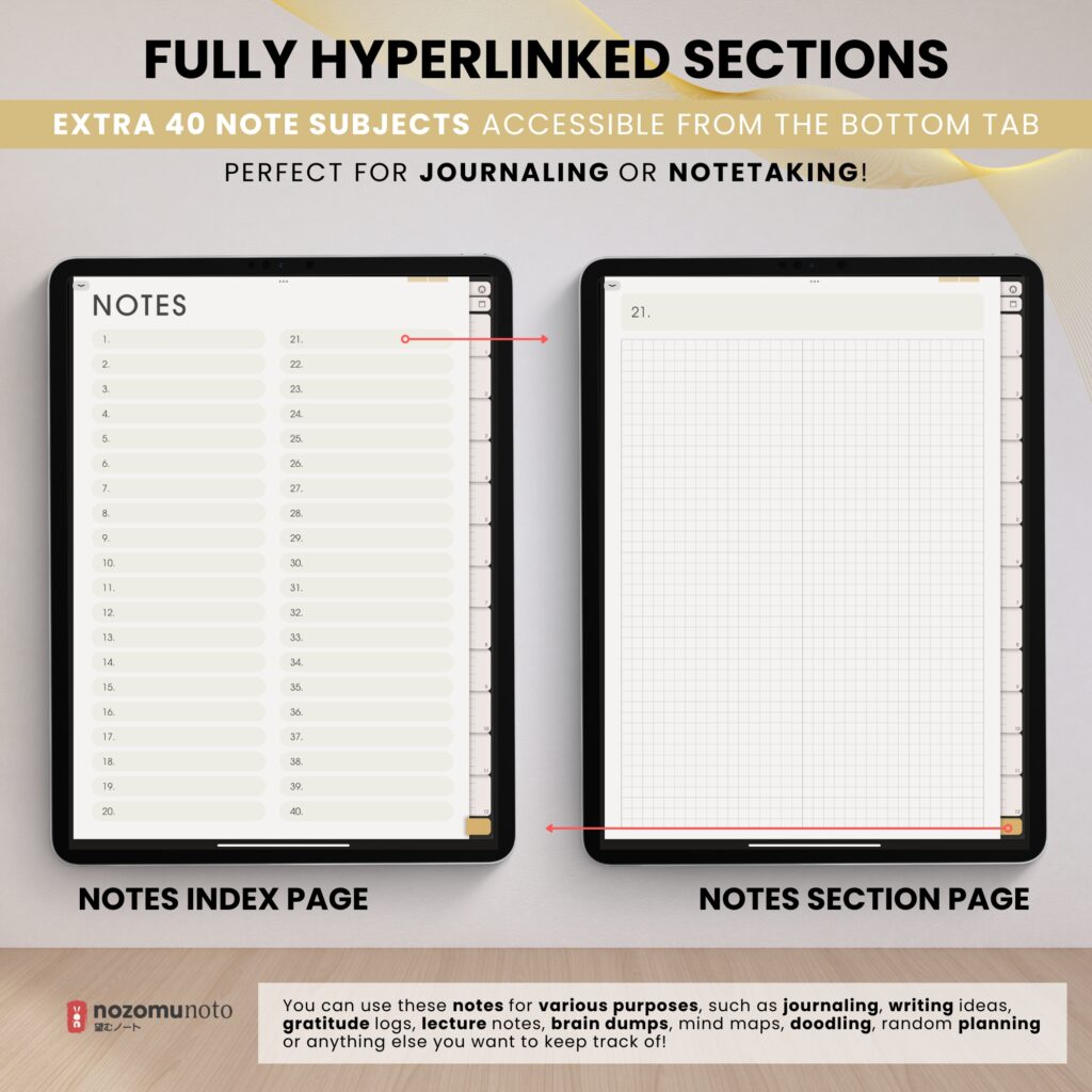Digital Notebook V2 Yume Noto NozomuNoto Japanese Multipurpose Minimalist ADHD Bullet Journal Hyperlinked PDF Goodnotes Notability Android Tablet iPad Student Study Teacher Work Home Bible Travel Cornell Grid Lines Dotted Template Noteshelf Noteful Penly Kilonotes Collanote Zoomnotes Samsung Notes Xodo
