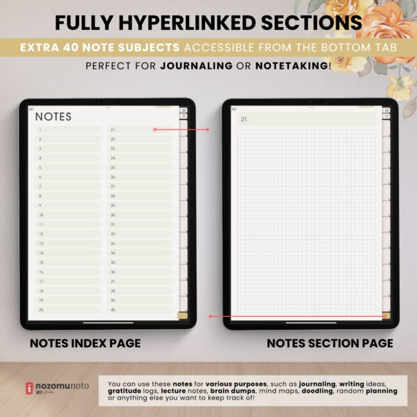 Digital Notebook V2 Yume Noto NozomuNoto Japanese Multipurpose Minimalist ADHD Bullet Journal Hyperlinked PDF Goodnotes Notability Android Tablet iPad Student Study Teacher Work Home Bible Travel Cornell Grid Lines Dotted Template Noteshelf Noteful Penly Kilonotes Collanote Zoomnotes Samsung Notes Xodo