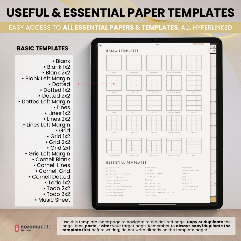 Digital Notebook V2 Yume Noto NozomuNoto Japanese Multipurpose Minimalist ADHD Bullet Journal Hyperlinked PDF Goodnotes Notability Android Tablet iPad Student Study Teacher Work Home Bible Travel Cornell Grid Lines Dotted Template Noteshelf Noteful Penly Kilonotes Collanote Zoomnotes Samsung Notes Xodo