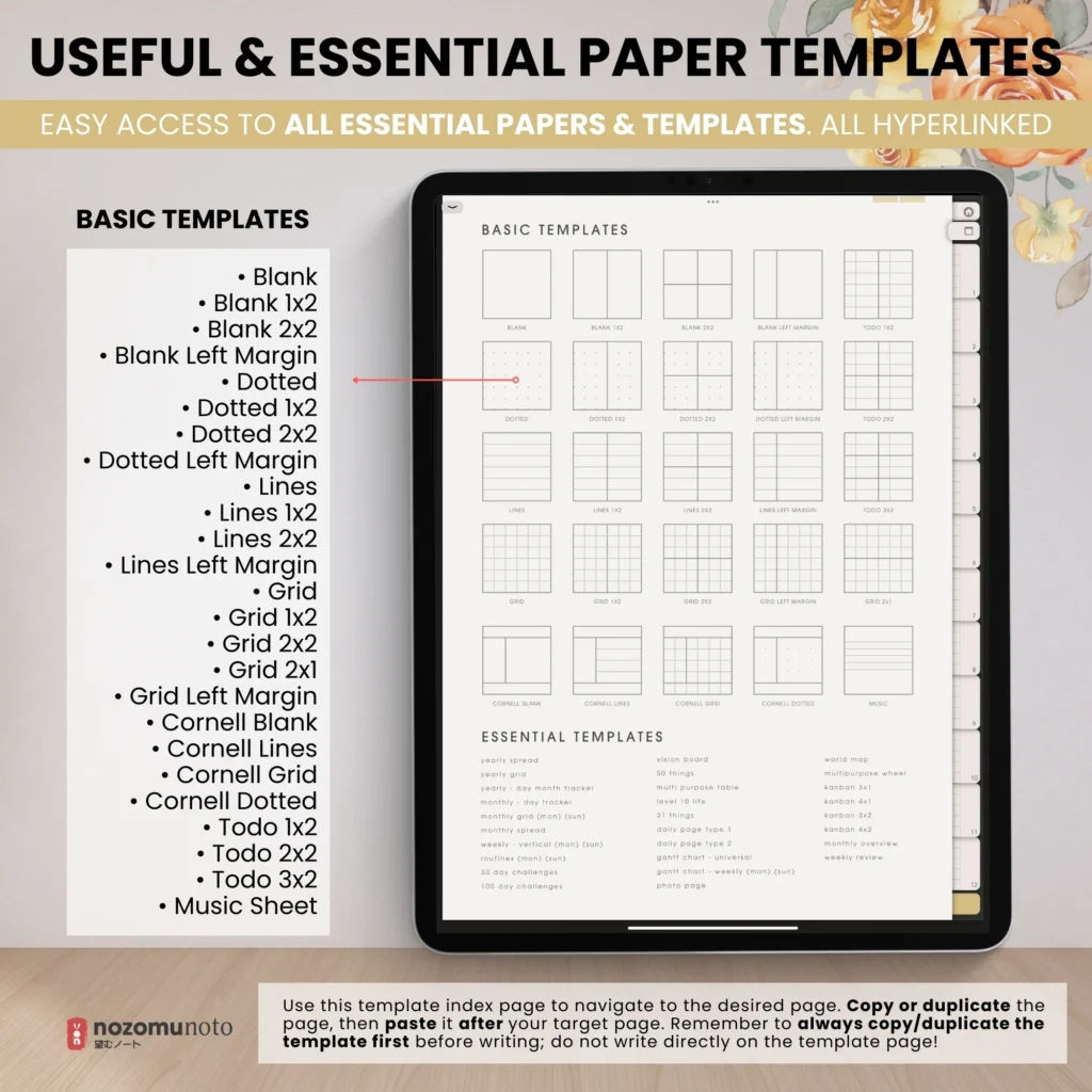 Yume Noto V3 Portrait Flower Garden Edition paper template preview.