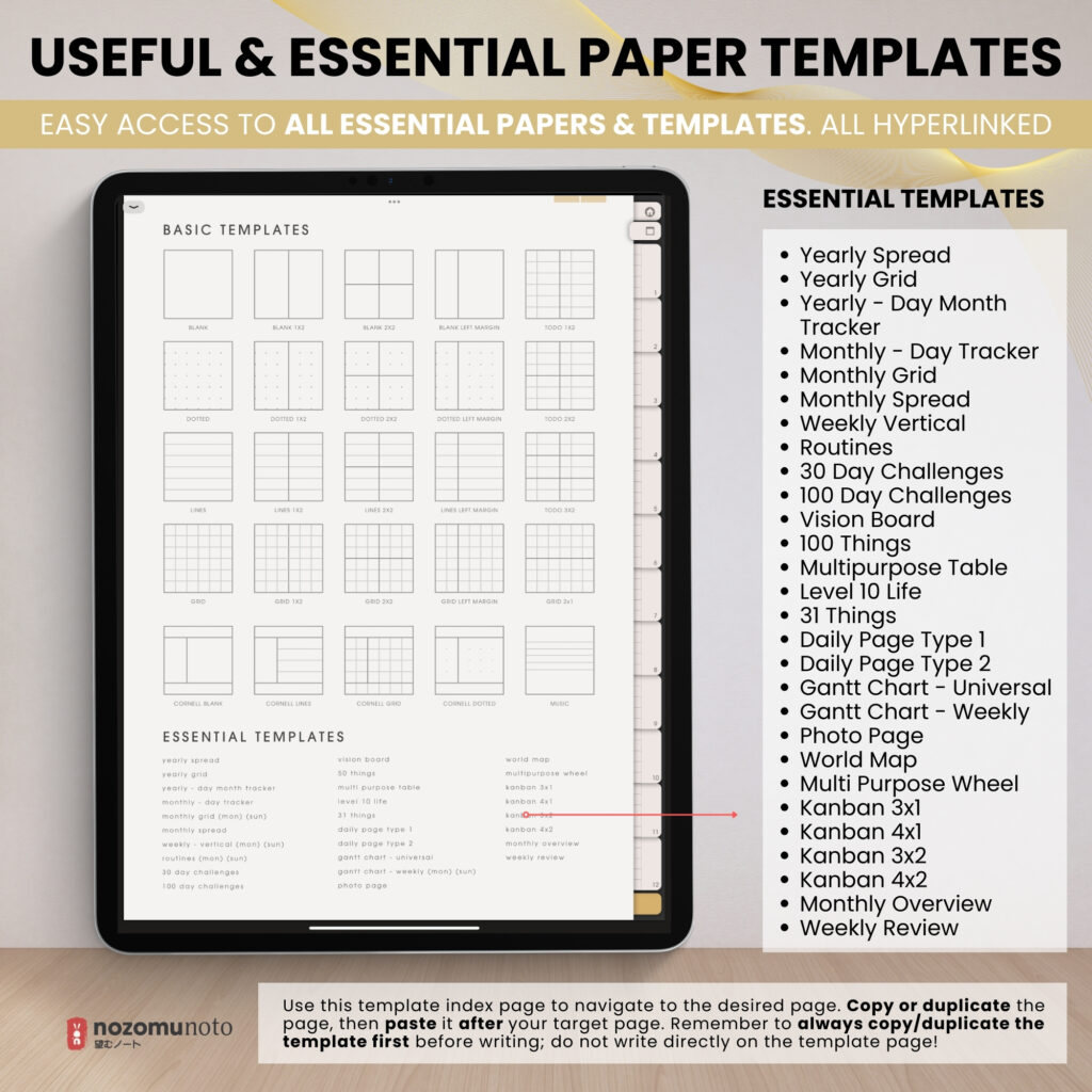 Digital Notebook V2 Yume Noto NozomuNoto Japanese Multipurpose Minimalist ADHD Bullet Journal Hyperlinked PDF Goodnotes Notability Android Tablet iPad Student Study Teacher Work Home Bible Travel Cornell Grid Lines Dotted Template Noteshelf Noteful Penly Kilonotes Collanote Zoomnotes Samsung Notes Xodo