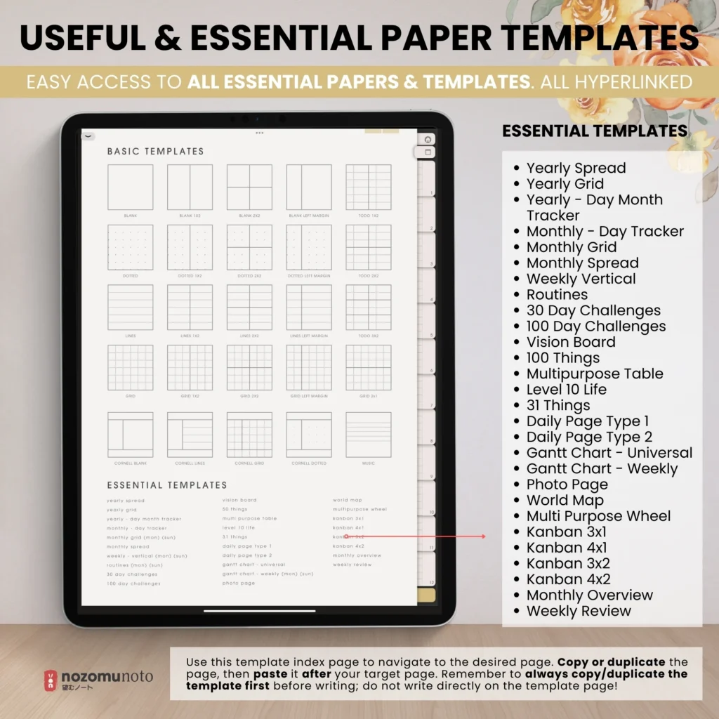 Yume Noto V3 Portrait Flower Garden Edition writing paper template preview.