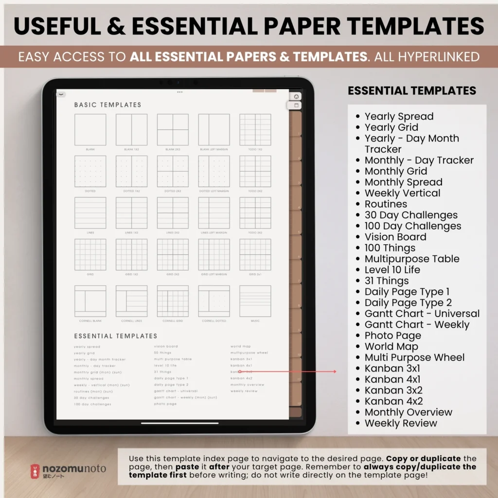 Yume Noto V3 Portrait Kraft Edition writing paper template preview.