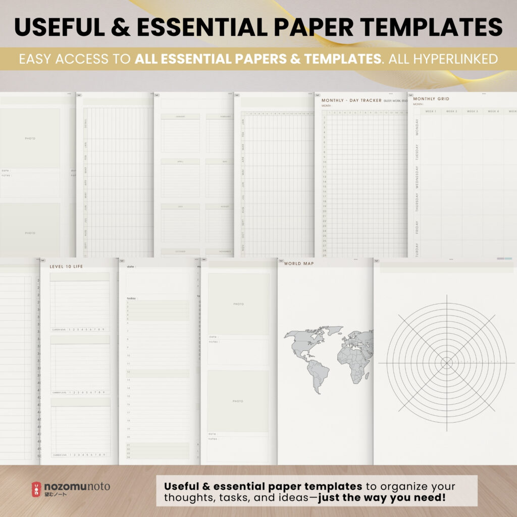 Digital Notebook V2 Yume Noto NozomuNoto Japanese Multipurpose Minimalist ADHD Bullet Journal Hyperlinked PDF Goodnotes Notability Android Tablet iPad Student Study Teacher Work Home Bible Travel Cornell Grid Lines Dotted Template Noteshelf Noteful Penly Kilonotes Collanote Zoomnotes Samsung Notes Xodo