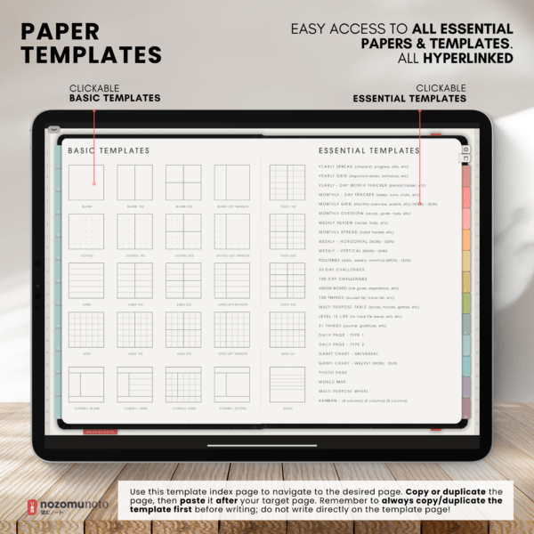 Digital Notebook V1 Landscape Shibui Noto NozomuNoto Japanese Multipurpose Minimalist ADHD Bullet Journal Hyperlinked PDF Goodnotes Notability Android Tablet iPad Student Study Teacher Sketch Cornell Grid Lines Dotted Template Noteshelf Samsung Xodo