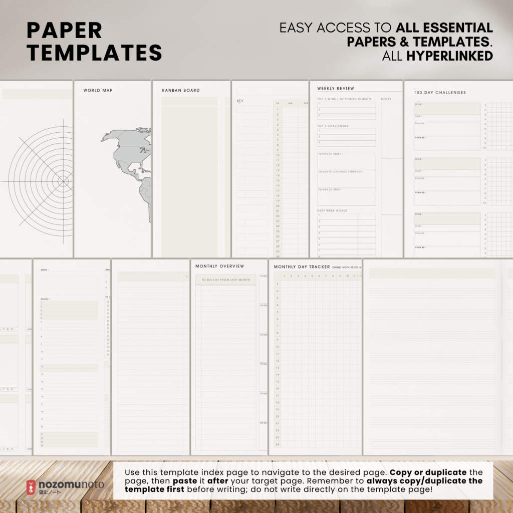 Digital Notebook V1 Landscape Shibui Noto NozomuNoto Japanese Multipurpose Minimalist ADHD Bullet Journal Hyperlinked PDF Goodnotes Notability Android Tablet iPad Student Study Teacher Sketch Cornell Grid Lines Dotted Template Noteshelf Samsung Xodo