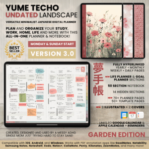 1. Title Undated Digital Planner Yume Techo NozomuNoto Notebook Daily Weekly Monthly Calendar Japanese Multipurpose Minimalist ADHD Bullet Journal Hyperlinked PDF Goodnotes Notability Landscape Android iPad Student Study Noteshelf Samsung Notes Hobonichi Noteful Penly Kilonotes Collanote Zoomnotes