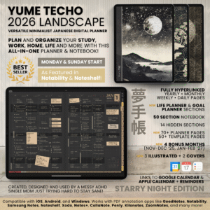 1. Title 2026 Digital Planner Yume Techo NozomuNoto Notebook Daily Weekly Monthly Calendar Japanese Multipurpose Minimalist ADHD Bullet Journal Hyperlinked PDF Goodnotes Notability Landscape Android iPad Student Study Noteshelf Samsung Notes Hobonichi Noteful Penly Kilonotes Collanote Zoomnotes