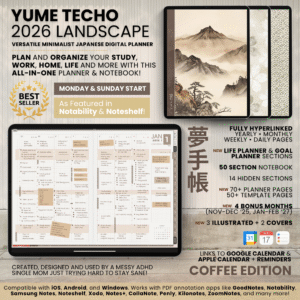 1. Title 2026 Digital Planner Yume Techo NozomuNoto Notebook Daily Weekly Monthly Calendar Japanese Multipurpose Minimalist ADHD Bullet Journal Hyperlinked PDF Goodnotes Notability Landscape Android iPad Student Study Noteshelf Samsung Notes Hobonichi Noteful Penly Kilonotes Collanote Zoomnotes