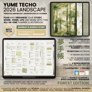 1. Title 2026 Digital Planner Yume Techo NozomuNoto Notebook Daily Weekly Monthly Calendar Japanese Multipurpose Minimalist ADHD Bullet Journal Hyperlinked PDF Goodnotes Notability Landscape Android iPad Student Study Noteshelf Samsung Notes Hobonichi Noteful Penly Kilonotes Collanote Zoomnotes