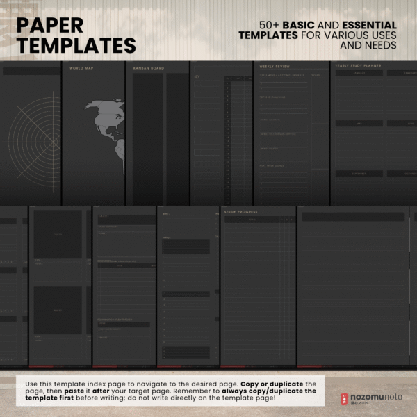 10. 50+ Template Undated Digital Planner Yume Techo NozomuNoto Notebook Daily Weekly Monthly Calendar Japanese Multipurpose Minimalist ADHD Bullet Journal Hyperlinked PDF Goodnotes Notability Landscape Android iPad Student Study Noteshelf Samsung Notes Hobonichi Noteful Penly Kilonotes Collanote Zoomnotes