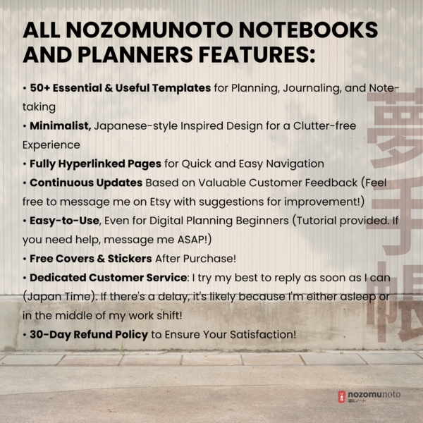 11. NozomuNoto 2026 Digital Planner Yume Techo NozomuNoto Notebook Daily Weekly Monthly Calendar Japanese Multipurpose Minimalist ADHD Bullet Journal Hyperlinked PDF Goodnotes Notability Landscape Android iPad Student Study Noteshelf Samsung Notes Hobonichi Noteful Penly Kilonotes Collanote Zoomnotes