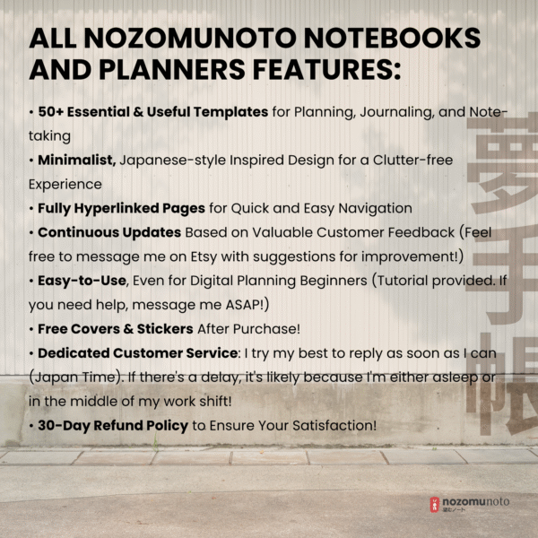 11. NozomuNoto 2026 Digital Planner Yume Techo NozomuNoto Notebook Daily Weekly Monthly Calendar Japanese Multipurpose Minimalist ADHD Bullet Journal Hyperlinked PDF Goodnotes Notability Landscape Android iPad Student Study Noteshelf Samsung Notes Hobonichi Noteful Penly Kilonotes Collanote Zoomnotes