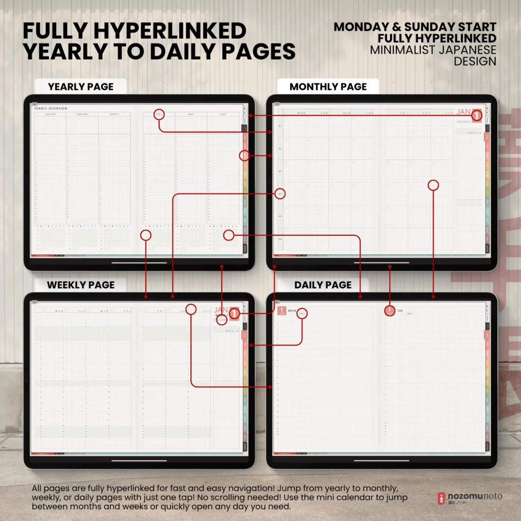 Yume Techo Undated Landscape Light Garden hyperlinked pages preview.