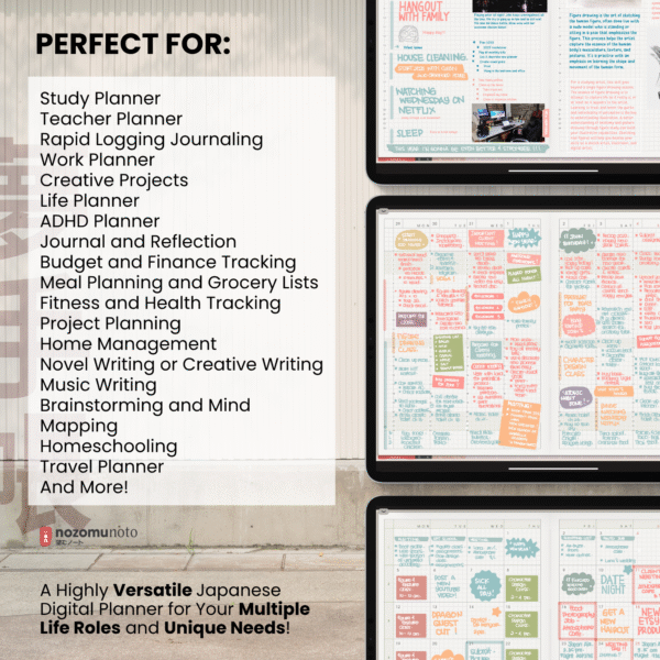 6. Perfect For 2026 Digital Planner Yume Techo NozomuNoto Notebook Daily Weekly Monthly Calendar Japanese Multipurpose Minimalist ADHD Bullet Journal Hyperlinked PDF Goodnotes Notability Landscape Android iPad Student Study Noteshelf Samsung Notes Hobonichi Noteful Penly Kilonotes Collanote Zoomnotes