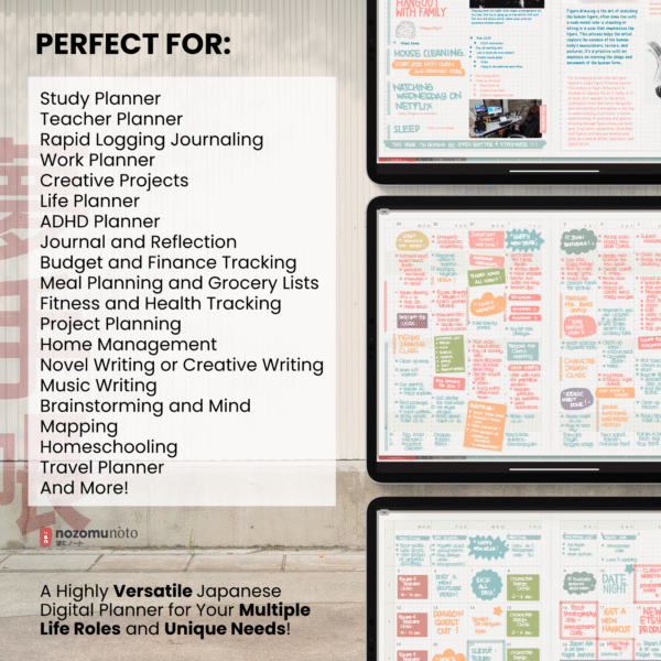 6. Perfect For 2026 Digital Planner Yume Techo NozomuNoto Notebook Daily Weekly Monthly Calendar Japanese Multipurpose Minimalist ADHD Bullet Journal Hyperlinked PDF Goodnotes Notability Landscape Android iPad Student Study Noteshelf Samsung Notes Hobonichi Noteful Penly Kilonotes Collanote Zoomnotes