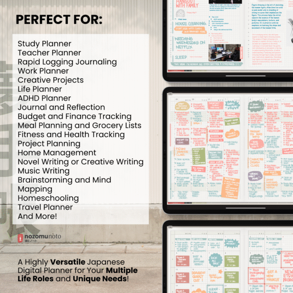6. Perfect For 2026 Digital Planner Yume Techo NozomuNoto Notebook Daily Weekly Monthly Calendar Japanese Multipurpose Minimalist ADHD Bullet Journal Hyperlinked PDF Goodnotes Notability Landscape Android iPad Student Study Noteshelf Samsung Notes Hobonichi Noteful Penly Kilonotes Collanote Zoomnotes