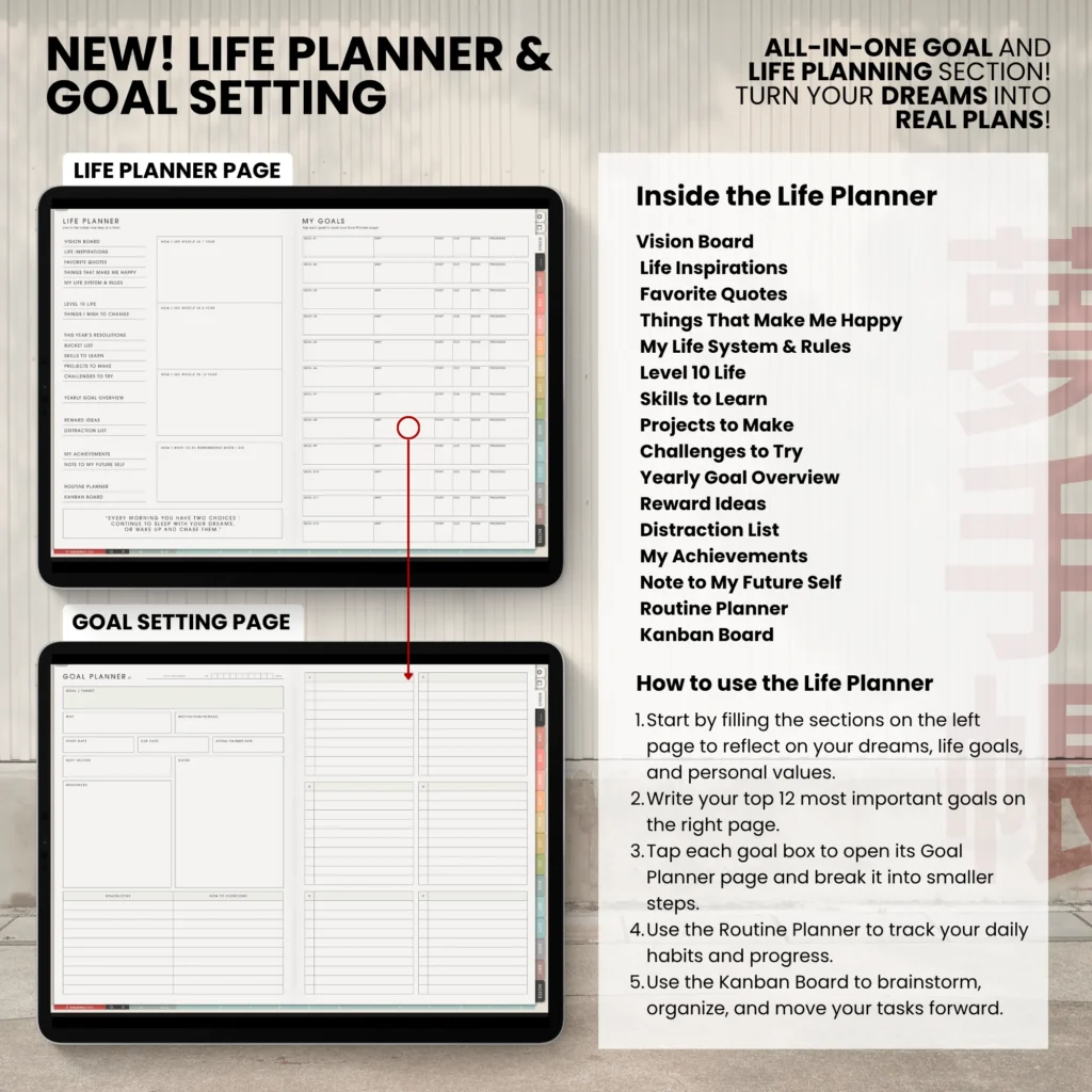 Yume Techo Undated Landscape Light Garden life planner page preview.