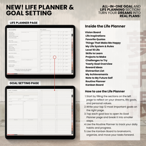 8. Life Planner Undated Digital Planner Yume Techo NozomuNoto Notebook Daily Weekly Monthly Calendar Japanese Multipurpose Minimalist ADHD Bullet Journal Hyperlinked PDF Goodnotes Notability Landscape Android iPad Student Study Noteshelf Samsung Notes Hobonichi Noteful Penly Kilonotes Collanote Zoomnotes