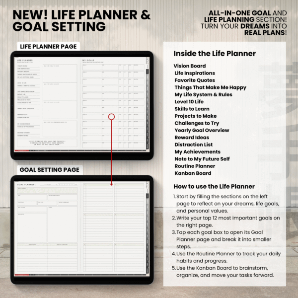 8. Life Planner Undated Digital Planner Yume Techo NozomuNoto Notebook Daily Weekly Monthly Calendar Japanese Multipurpose Minimalist ADHD Bullet Journal Hyperlinked PDF Goodnotes Notability Landscape Android iPad Student Study Noteshelf Samsung Notes Hobonichi Noteful Penly Kilonotes Collanote Zoomnotes