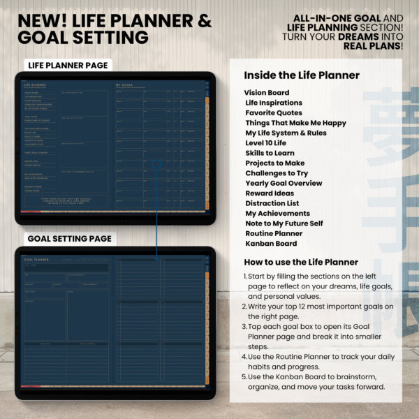 8. Life Planner Undated Digital Planner Yume Techo NozomuNoto Notebook Daily Weekly Monthly Calendar Japanese Multipurpose Minimalist ADHD Bullet Journal Hyperlinked PDF Goodnotes Notability Landscape Android iPad Student Study Noteshelf Samsung Notes Hobonichi Noteful Penly Kilonotes Collanote Zoomnotes