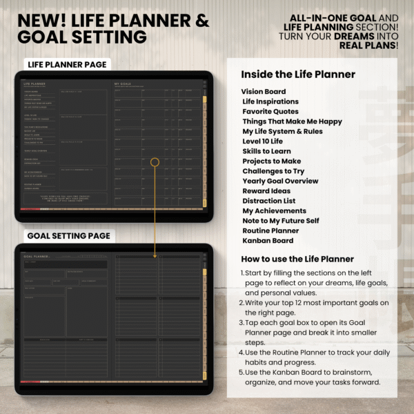 8. Life Planner Undated Digital Planner Yume Techo NozomuNoto Notebook Daily Weekly Monthly Calendar Japanese Multipurpose Minimalist ADHD Bullet Journal Hyperlinked PDF Goodnotes Notability Landscape Android iPad Student Study Noteshelf Samsung Notes Hobonichi Noteful Penly Kilonotes Collanote Zoomnotes