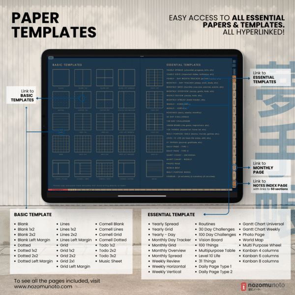 2026 Digital Planner Yume Techo NozomuNoto Notebook Daily Weekly Monthly Calendar Japanese Multipurpose Minimalist ADHD Bullet Journal Hyperlinked PDF Goodnotes Notability Landscape Android iPad Student Study Noteshelf Samsung Notes Hobonichi Noteful Penly Kilonotes Collanote Zoomnotes