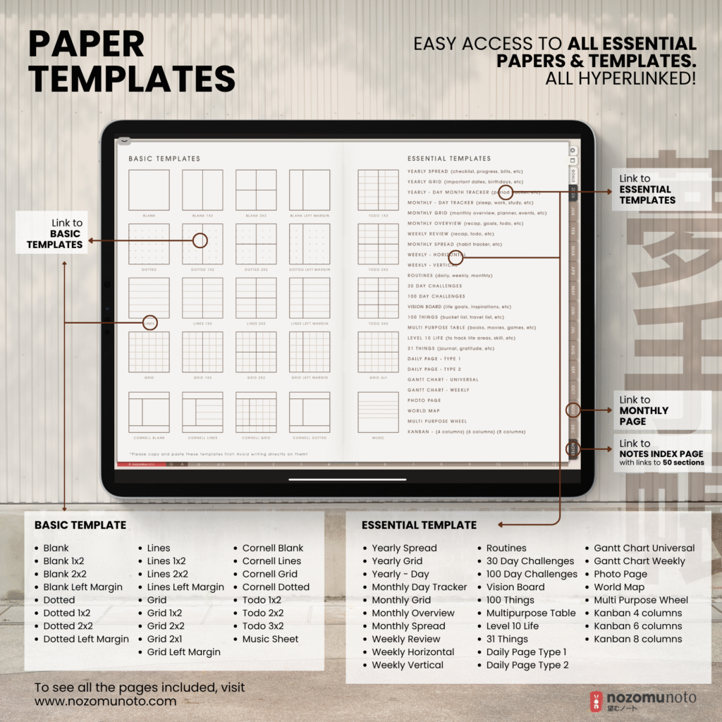 2026 Digital Planner Yume Techo NozomuNoto Notebook Daily Weekly Monthly Calendar Japanese Multipurpose Minimalist ADHD Bullet Journal Hyperlinked PDF Goodnotes Notability Landscape Android iPad Student Study Noteshelf Samsung Notes Hobonichi Noteful Penly Kilonotes Collanote Zoomnotes