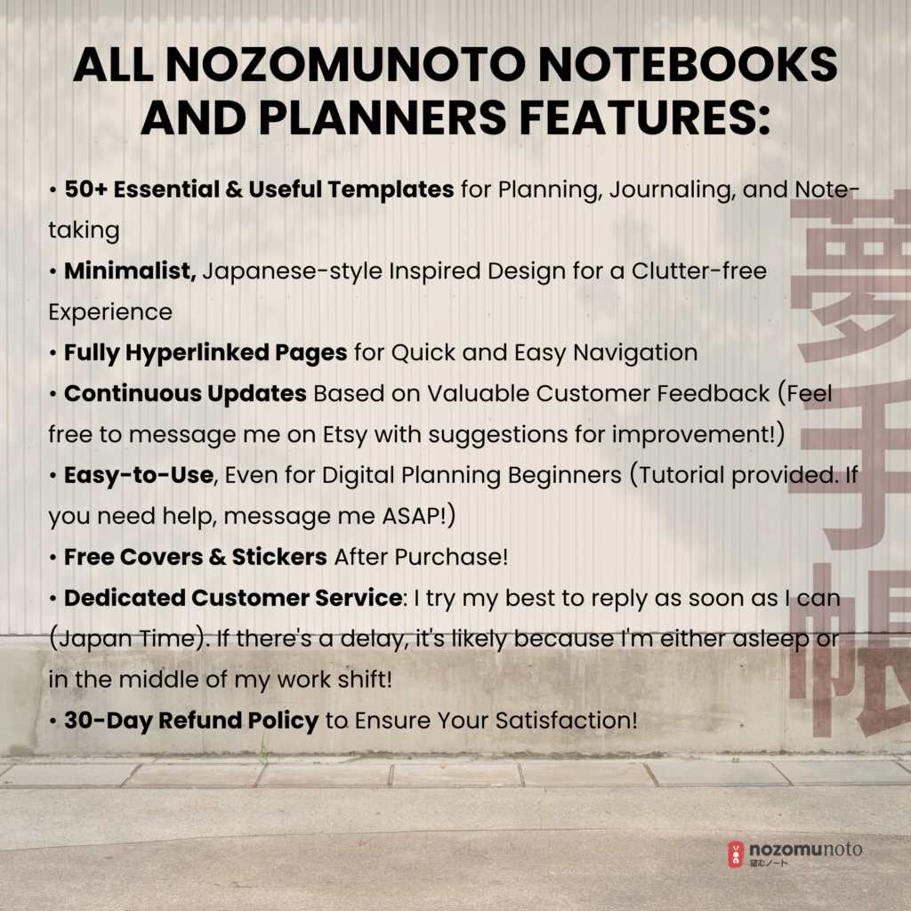 2026 Digital Planner Yume Techo NozomuNoto Notebook Daily Weekly Monthly Calendar Japanese Multipurpose Minimalist ADHD Bullet Journal Hyperlinked PDF Goodnotes Notability Portrait Android iPad Student Study Noteshelf Samsung Notes Hobonichi Noteful Penly Kilonotes Collanote Zoomnotes