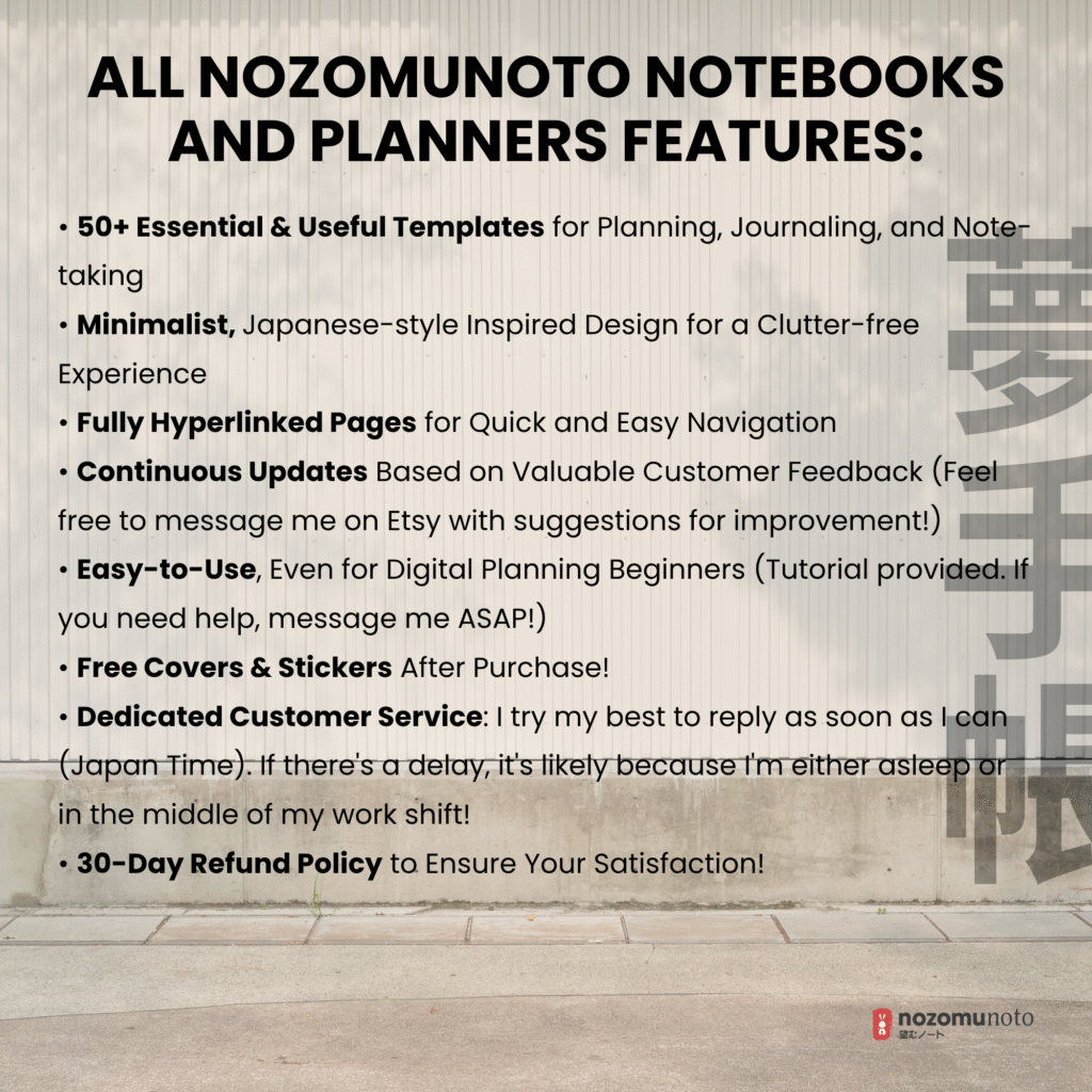 2026 Digital Planner Yume Techo NozomuNoto Notebook Daily Weekly Monthly Calendar Japanese Multipurpose Minimalist ADHD Bullet Journal Hyperlinked PDF Goodnotes Notability Portrait Android iPad Student Study Noteshelf Samsung Notes Hobonichi Noteful Penly Kilonotes Collanote Zoomnotes