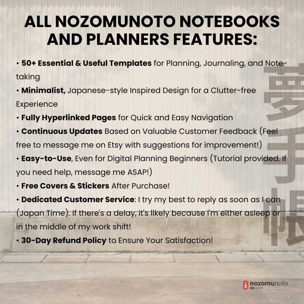 2026 Digital Planner Yume Techo NozomuNoto Notebook Daily Weekly Monthly Calendar Japanese Multipurpose Minimalist ADHD Bullet Journal Hyperlinked PDF Goodnotes Notability Portrait Android iPad Student Study Noteshelf Samsung Notes Hobonichi Noteful Penly Kilonotes Collanote Zoomnotes