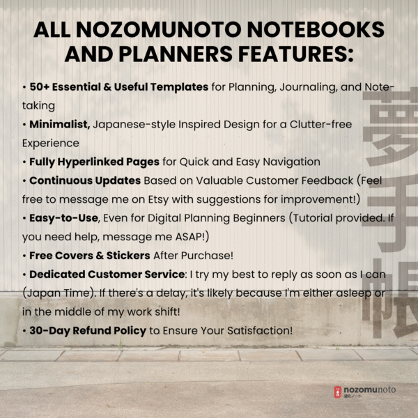 10. NozomuNoto 2026 Digital Planner Yume Techo NozomuNoto Notebook Daily Weekly Monthly Calendar Japanese Multipurpose Minimalist ADHD Bullet Journal Hyperlinked PDF Goodnotes Notability Portrait Android iPad Student Study Noteshelf Samsung Notes Hobonichi Noteful Penly Kilonotes Collanote Zoomnotes