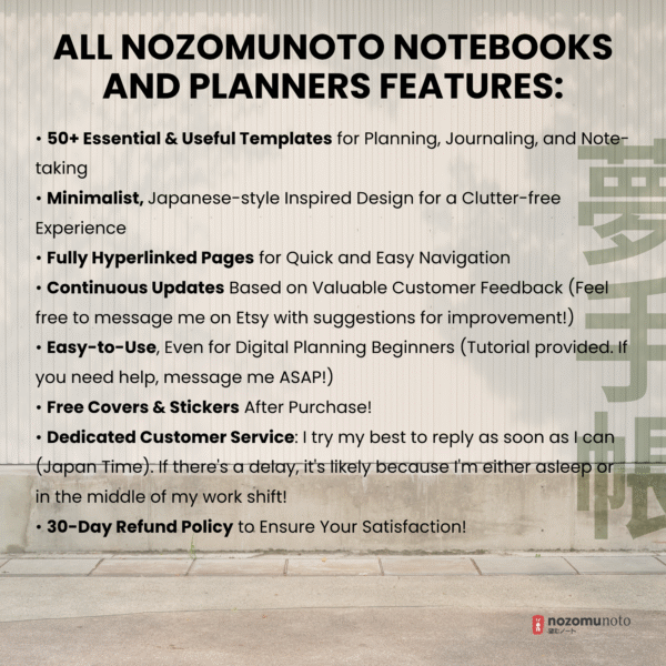 10. NozomuNoto 2026 Digital Planner Yume Techo NozomuNoto Notebook Daily Weekly Monthly Calendar Japanese Multipurpose Minimalist ADHD Bullet Journal Hyperlinked PDF Goodnotes Notability Portrait Android iPad Student Study Noteshelf Samsung Notes Hobonichi Noteful Penly Kilonotes Collanote Zoomnotes
