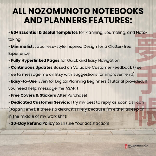10. NozomuNoto 2026 Digital Planner Yume Techo Remarkable 2 Paper Pro Onyx Boox Supernote Bigme Kindle Scribe NozomuNoto Notebook Daily Weekly Monthly Calendar Japanese Multipurpose Minimalist ADHD Bullet Journal Hyperlinked PDF Student Study Hobonichi Noteful Penly Kilonotes Collanote Zoomnotes