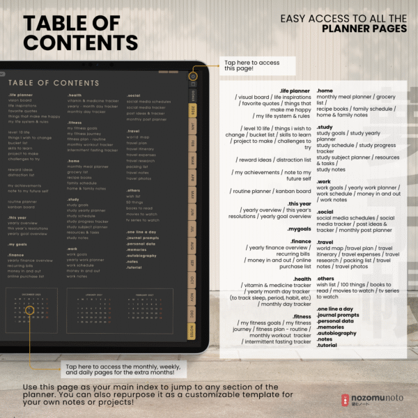 2026 Digital Planner Yume Techo NozomuNoto Notebook Daily Weekly Monthly Calendar Japanese Multipurpose Minimalist ADHD Bullet Journal Hyperlinked PDF Goodnotes Notability Portrait Android iPad Student Study Noteshelf Samsung Notes Hobonichi Noteful Penly Kilonotes Collanote Zoomnotes