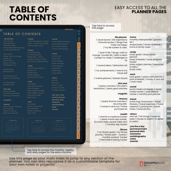 2026 Digital Planner Yume Techo NozomuNoto Notebook Daily Weekly Monthly Calendar Japanese Multipurpose Minimalist ADHD Bullet Journal Hyperlinked PDF Goodnotes Notability Portrait Android iPad Student Study Noteshelf Samsung Notes Hobonichi Noteful Penly Kilonotes Collanote Zoomnotes