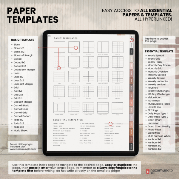 2026 Digital Planner Yume Techo NozomuNoto Notebook Daily Weekly Monthly Calendar Japanese Multipurpose Minimalist ADHD Bullet Journal Hyperlinked PDF Goodnotes Notability Portrait Android iPad Student Study Noteshelf Samsung Notes Hobonichi Noteful Penly Kilonotes Collanote Zoomnotes