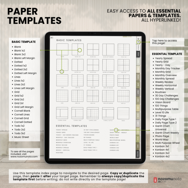 8. Paper Templates 2026 Digital Planner Yume Techo NozomuNoto Notebook Daily Weekly Monthly Calendar Japanese Multipurpose Minimalist ADHD Bullet Journal Hyperlinked PDF Goodnotes Notability Portrait Android iPad Student Study Noteshelf Samsung Notes Hobonichi Noteful Penly Kilonotes Collanote Zoomnotes