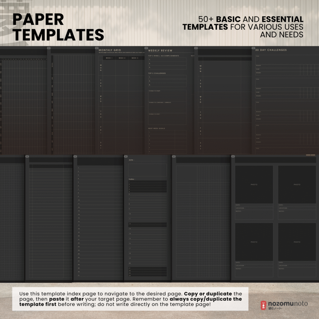 Undated Digital Planner Yume Techo NozomuNoto Notebook Daily Weekly Monthly Calendar Japanese Multipurpose Minimalist ADHD Bullet Journal Hyperlinked PDF Goodnotes Notability Portrait Android iPad Student Study Noteshelf Samsung Notes Hobonichi Noteful Penly Kilonotes Collanote Zoomnotes