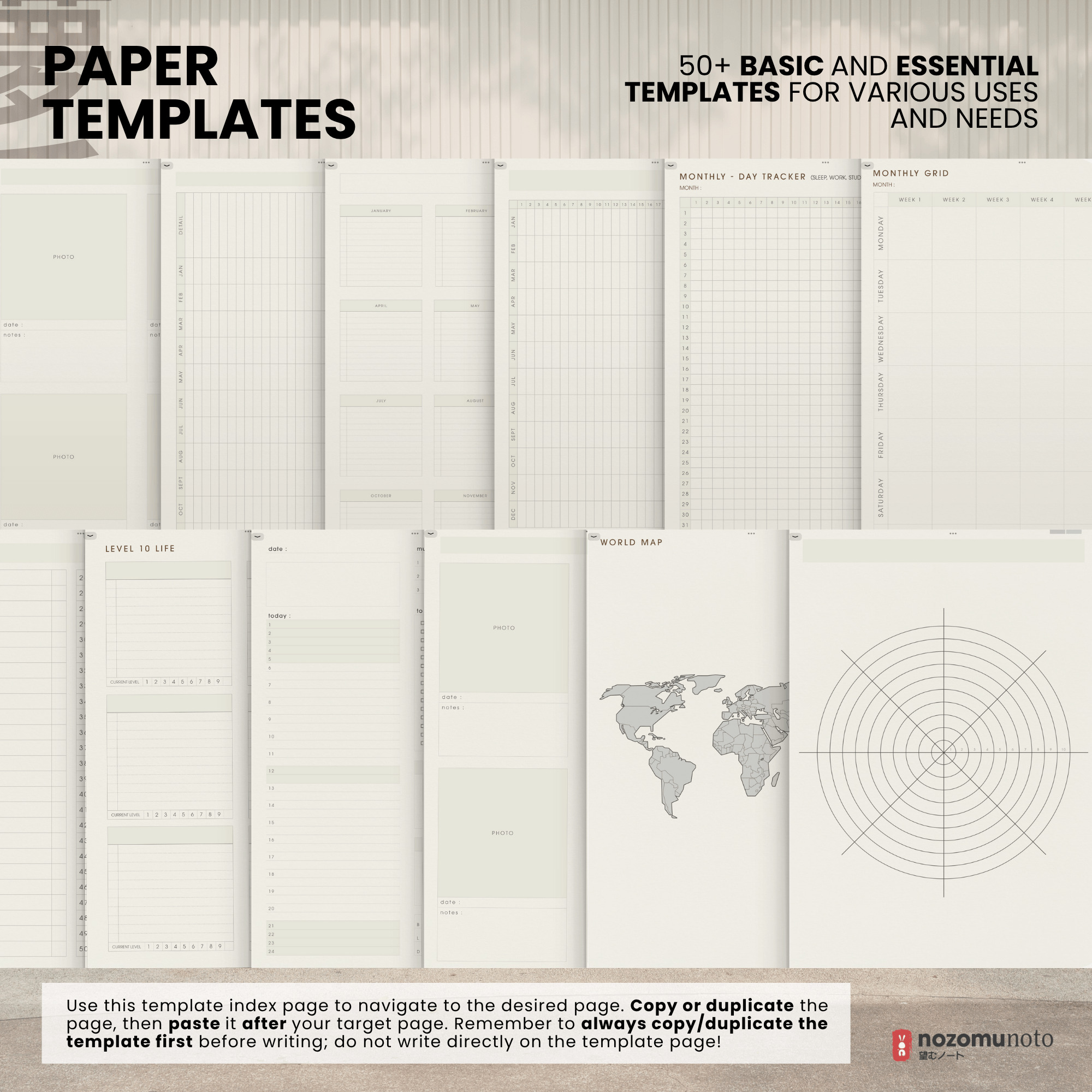 9. 50+ Template 2026 Digital Planner Yume Techo NozomuNoto Notebook Daily Weekly Monthly Calendar Japanese Multipurpose Minimalist ADHD Bullet Journal Hyperlinked PDF Goodnotes Notability Portrait Android iPad Student Study Noteshelf Samsung Notes Hobonichi Noteful Penly Kilonotes Collanote Zoomnotes