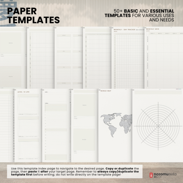 9. 50+ Template 2026 Digital Planner Yume Techo NozomuNoto Notebook Daily Weekly Monthly Calendar Japanese Multipurpose Minimalist ADHD Bullet Journal Hyperlinked PDF Goodnotes Notability Portrait Android iPad Student Study Noteshelf Samsung Notes Hobonichi Noteful Penly Kilonotes Collanote Zoomnotes